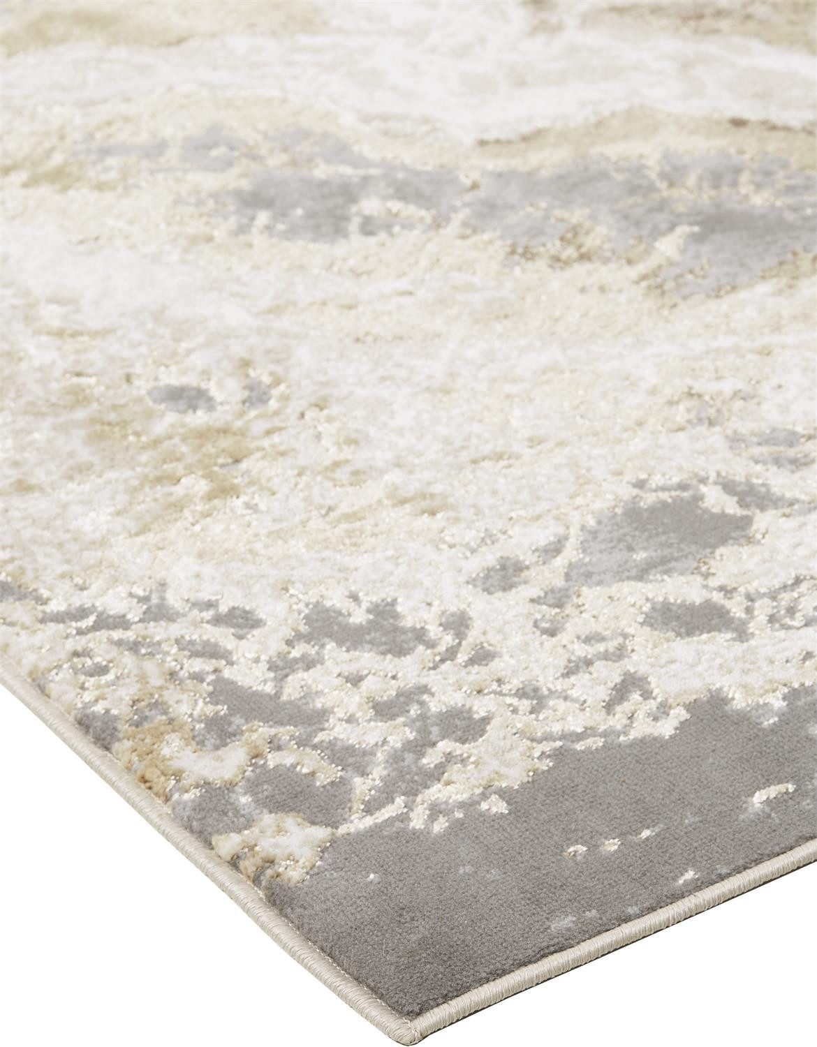 9′ X 12′ Ivory Tan and Gray Abstract Area Rug