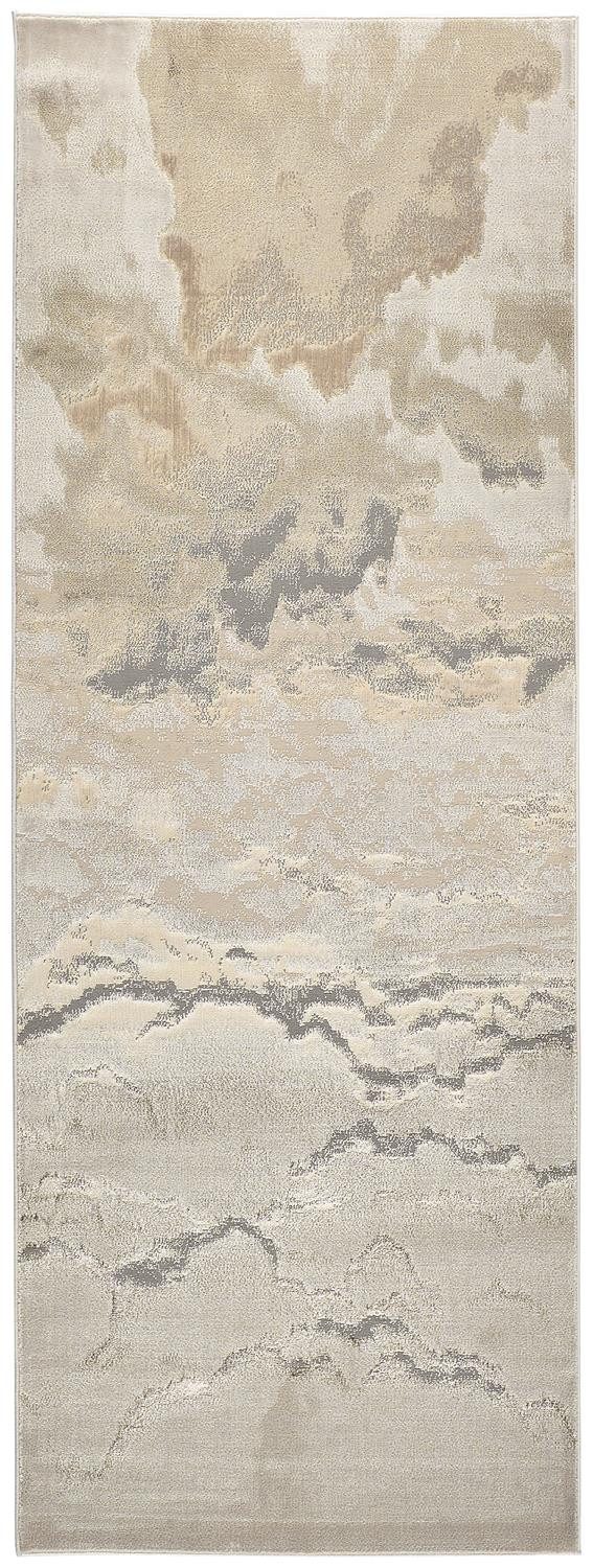 8′ Brown and Ivory Abstract Runner