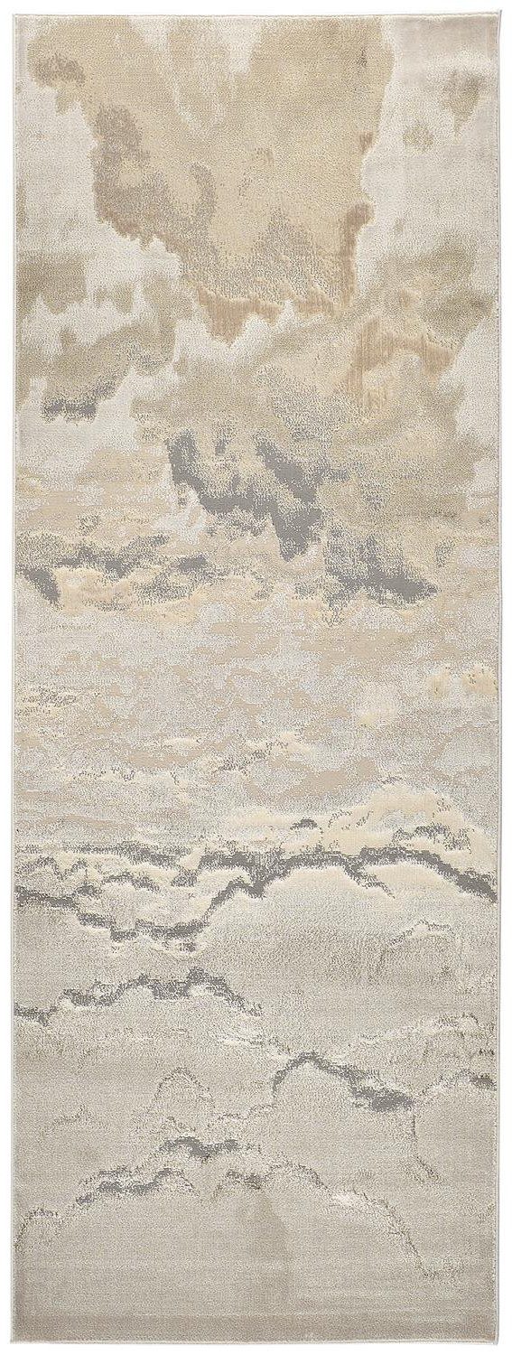8′ Brown and Ivory Abstract Runner