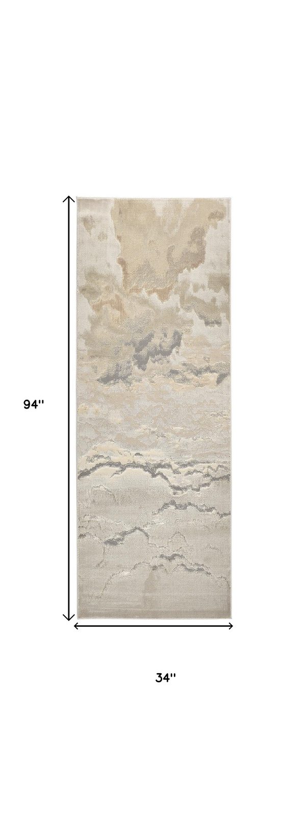 8′ Brown and Ivory Abstract Runner