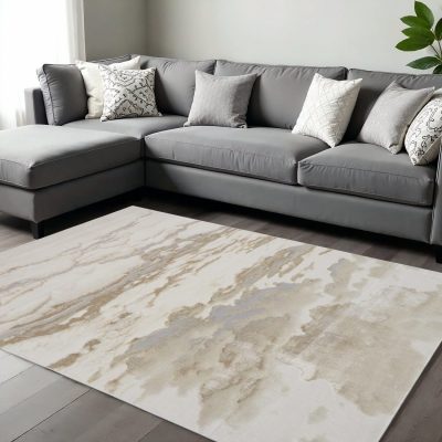 12′ X 15′ Brown and Ivory Abstract Area Rug