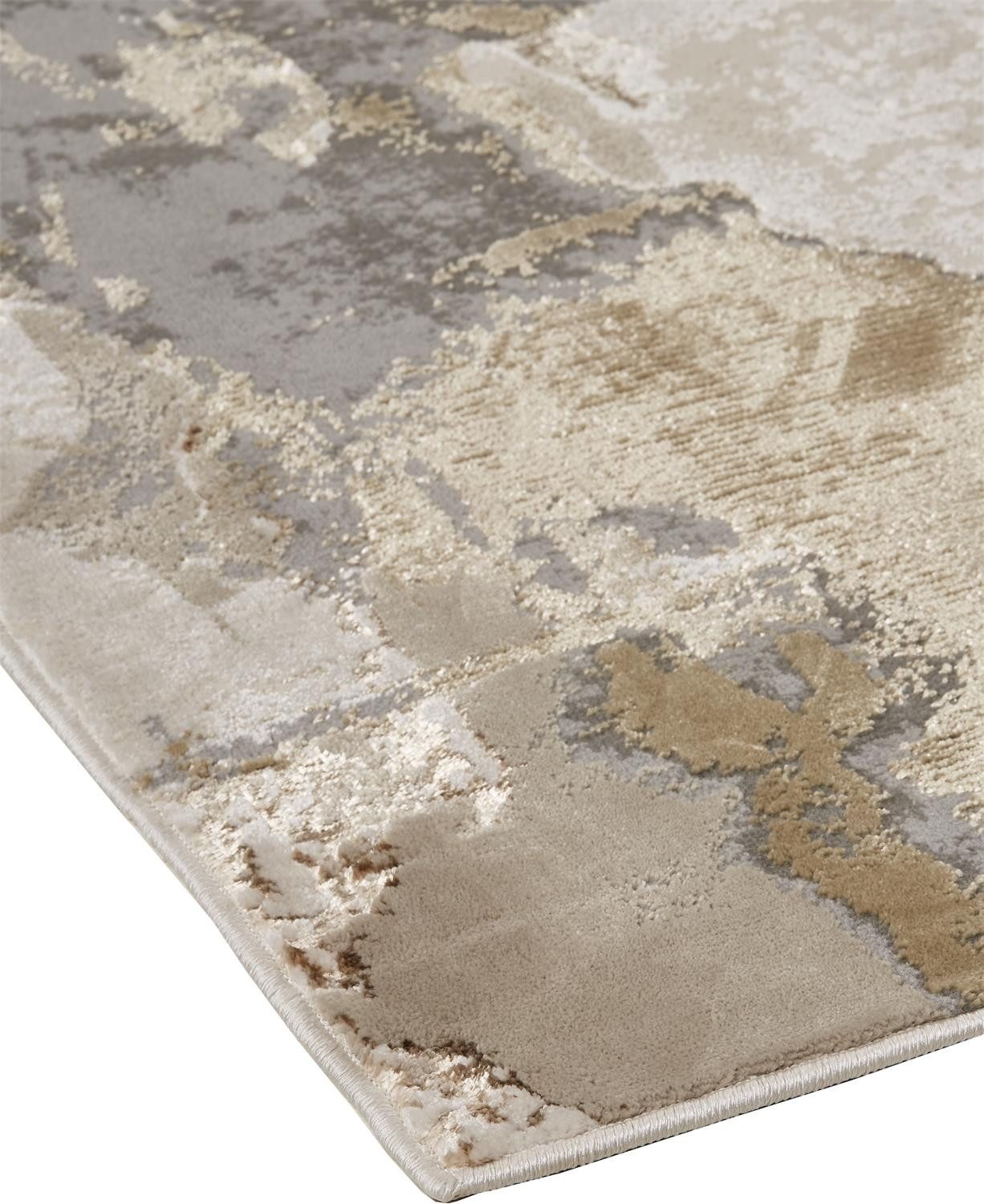 4′ X 6′ Ivory Brown and Gray Abstract Area Rug