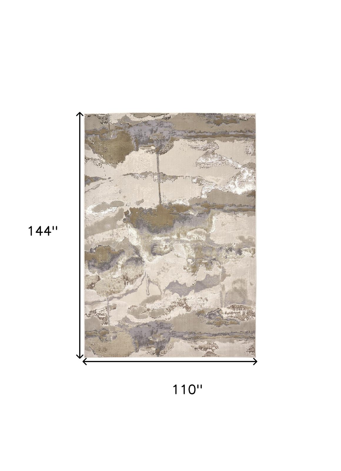 9′ X 12′ Ivory Brown and Gray Abstract Area Rug