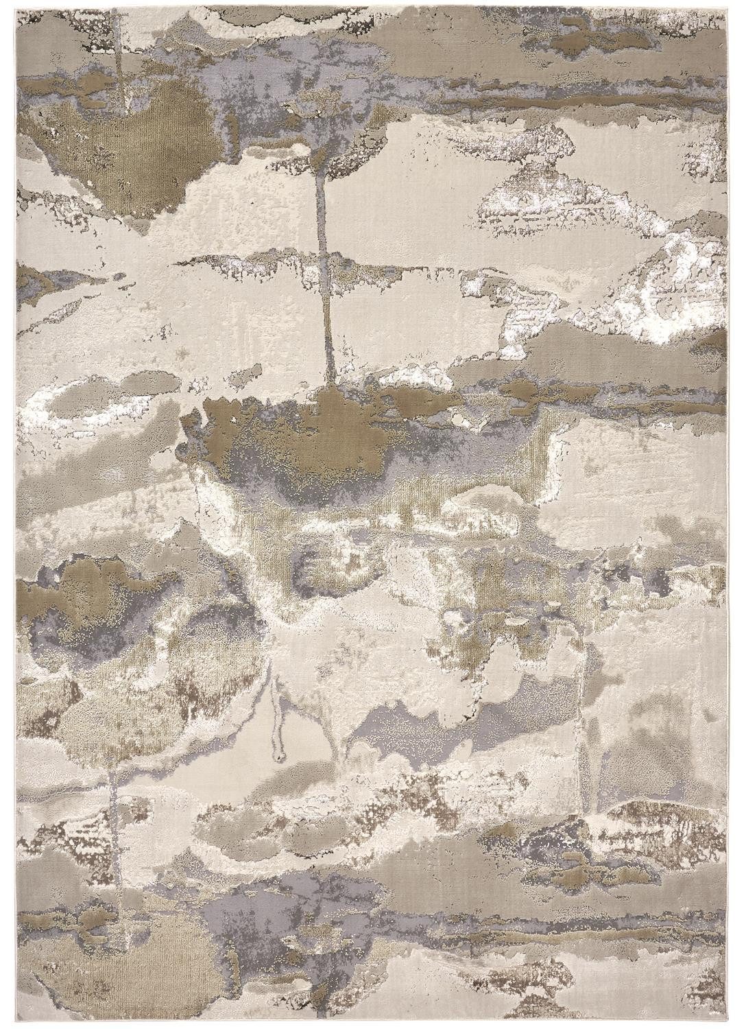 10′ X 13′ Ivory Brown And Gray Abstract Area Rug