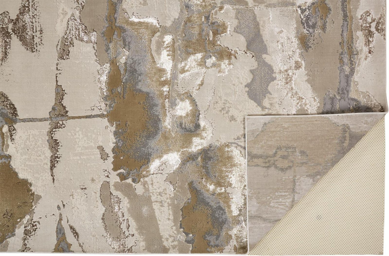 10′ X 13′ Ivory Brown And Gray Abstract Area Rug