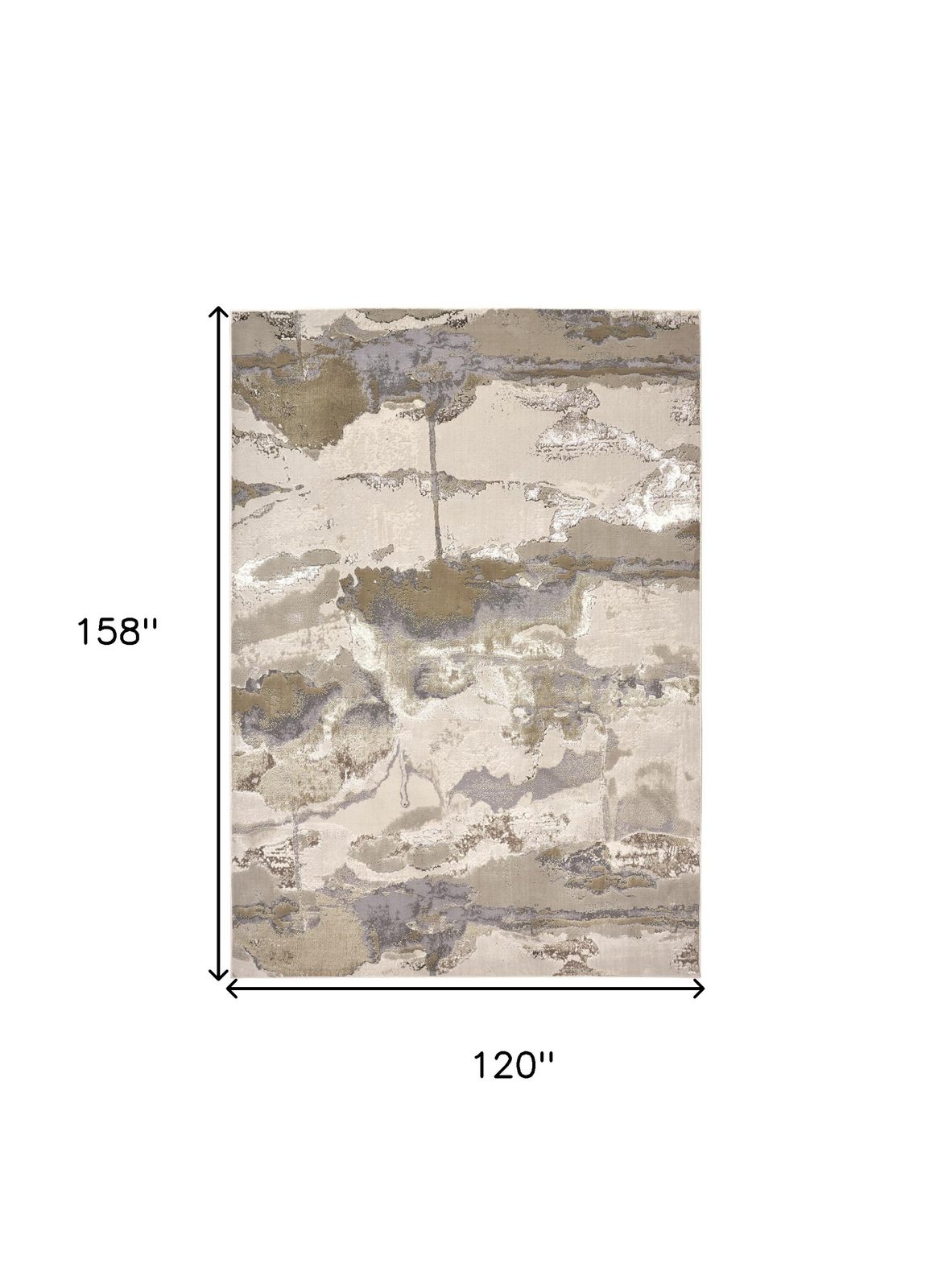 10′ X 13′ Ivory Brown And Gray Abstract Area Rug