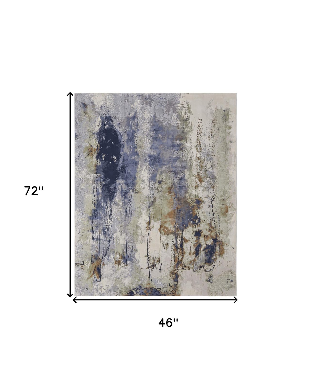 4′ X 6′ Blue Orange and Ivory Abstract Area Rug