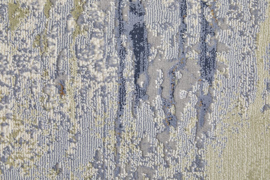 8′ X 10′ Blue Orange And Ivory Abstract Area Rug