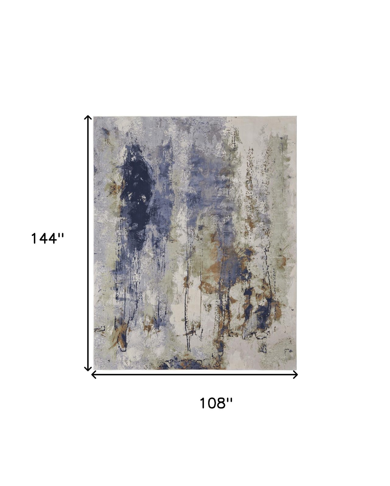 9′ X 12′ Blue Orange And Ivory Abstract Area Rug