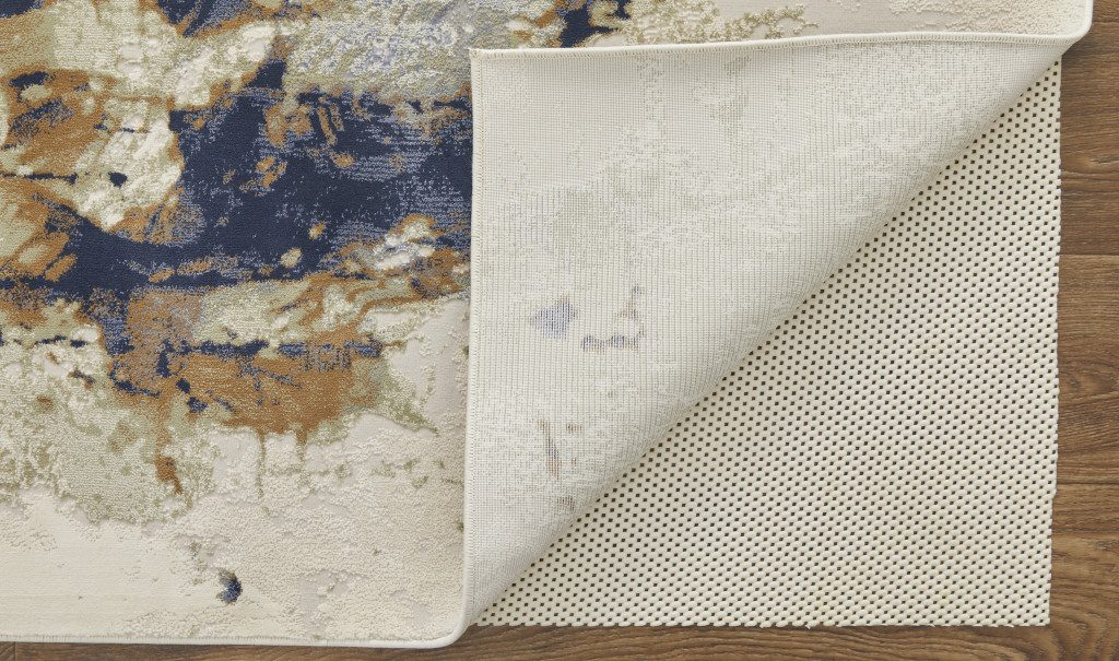 10′ X 13′ Blue Orange And Ivory Abstract Area Rug