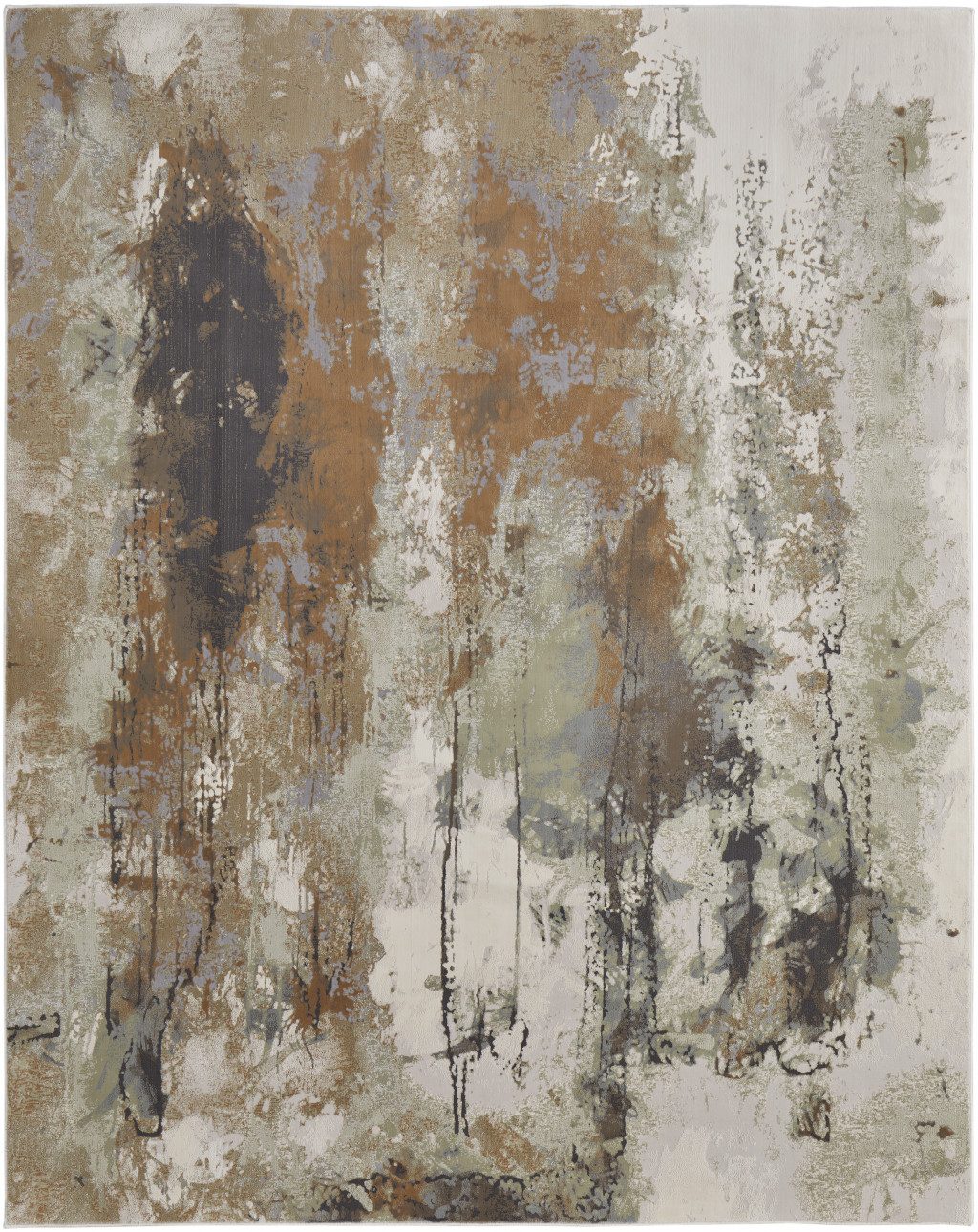 4′ X 6′ Beige Bronze And Black Abstract Area Rug