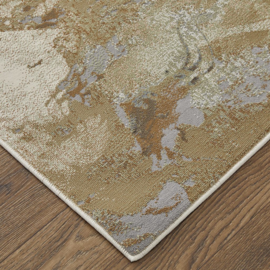 4′ X 6′ Beige Bronze And Black Abstract Area Rug