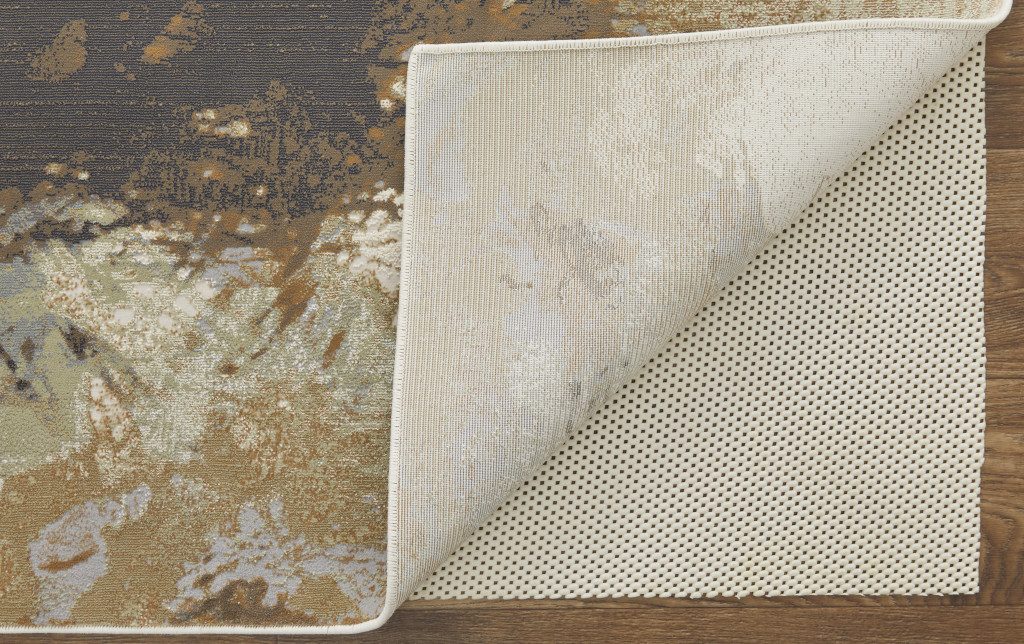 8′ X 10′ Beige Bronze And Black Abstract Area Rug