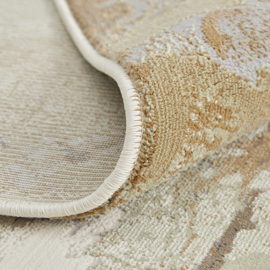 8′ X 10′ Beige Bronze And Black Abstract Area Rug