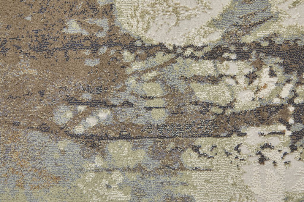 8′ X 10′ Beige Bronze And Black Abstract Area Rug