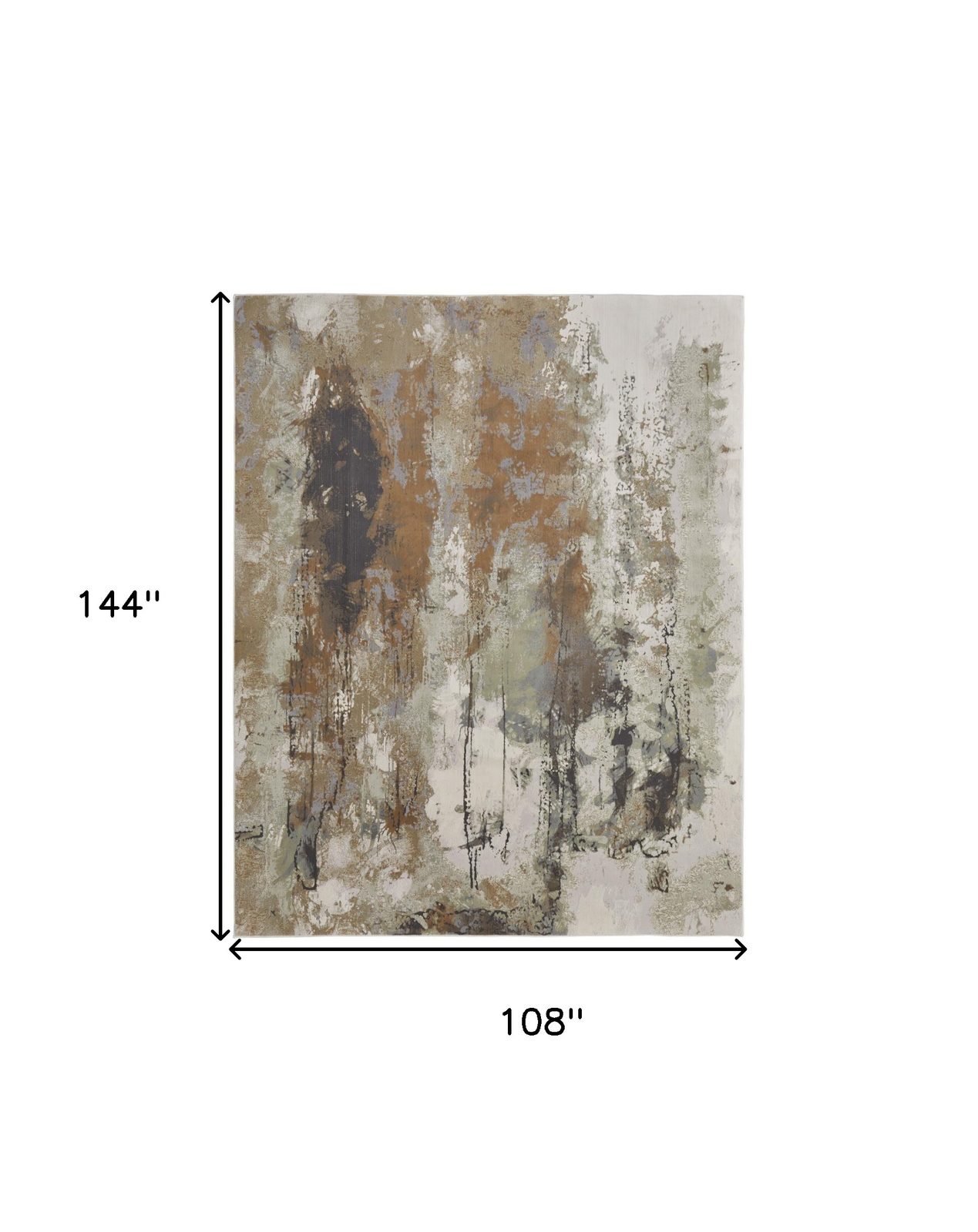 9′ X 12′ Beige Bronze and Black Abstract Area Rug