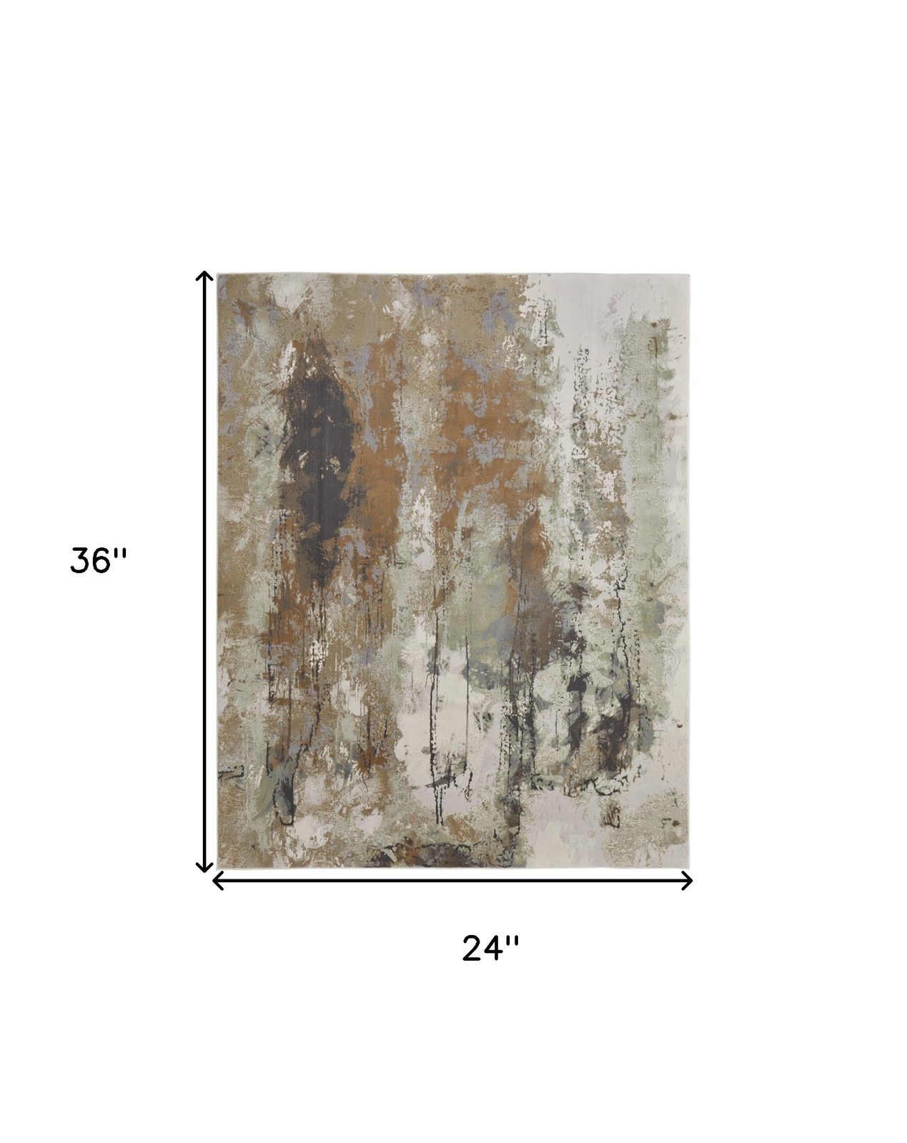 2′ X 3′ Beige Bronze And Black Abstract Area Rug