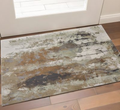 2′ X 3′ Beige Bronze And Black Abstract Area Rug