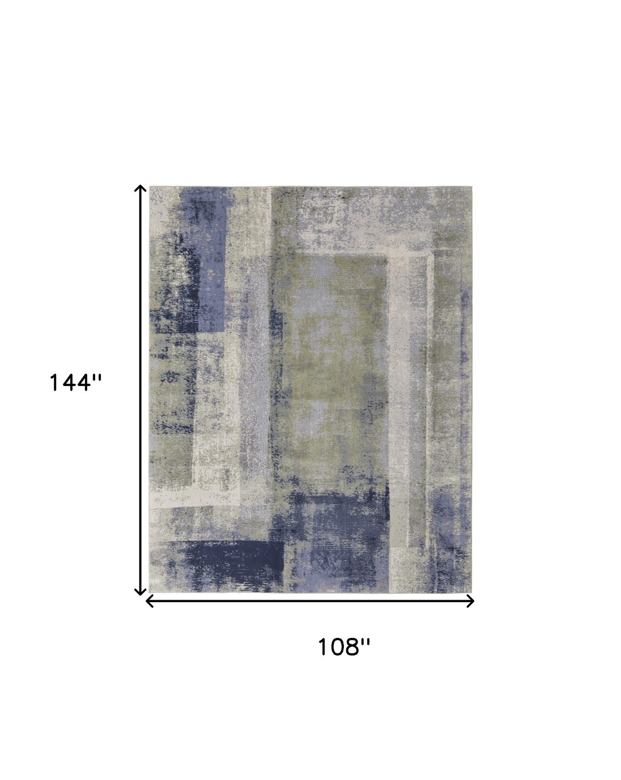 9′ X 12′ Blue Green Ivory Abstract Distressed Area Rug