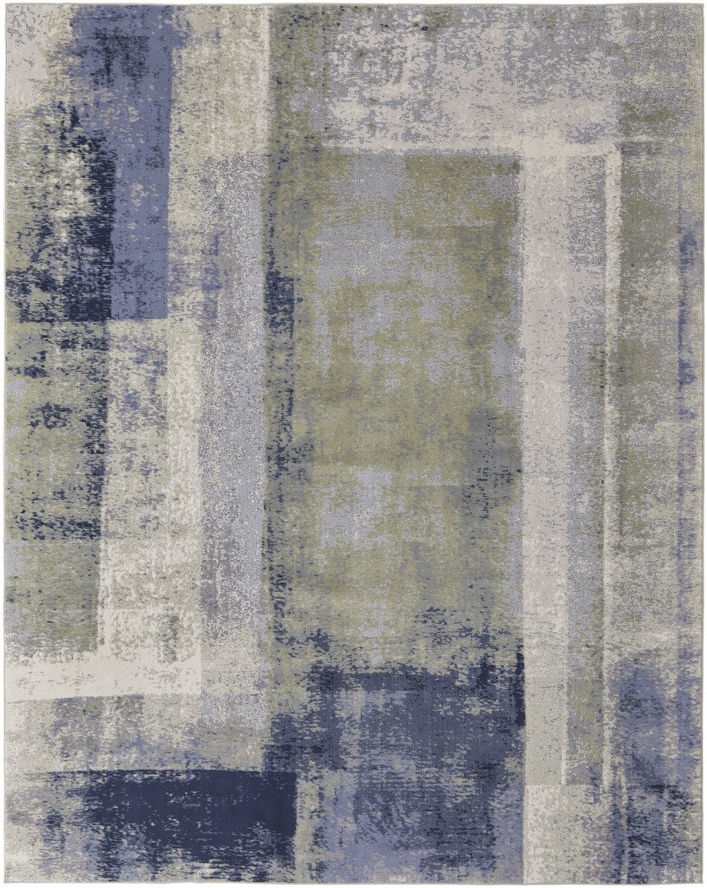12′ X 15′ Blue Green Ivory Abstract Distressed Area Rug