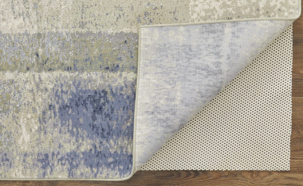12′ X 15′ Blue Green Ivory Abstract Distressed Area Rug