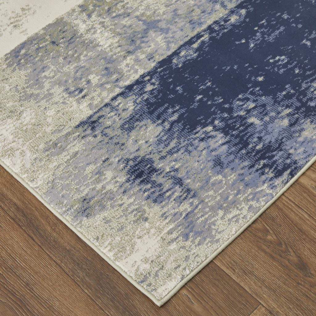 12′ X 15′ Blue Green Ivory Abstract Distressed Area Rug