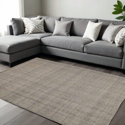 9′ X 12′ Gray Ivory Tan Hand Woven Area Rug