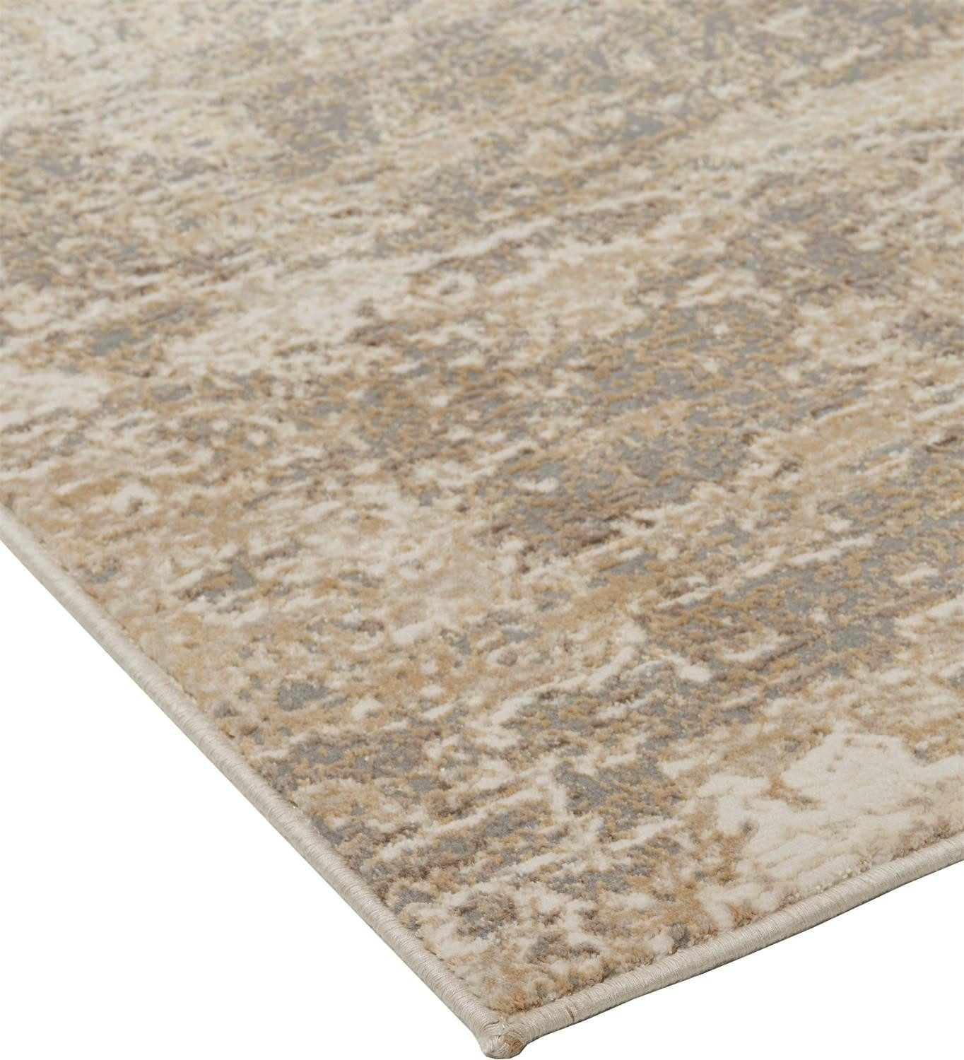 4′ X 6′ Tan Ivory And Brown Abstract Area Rug