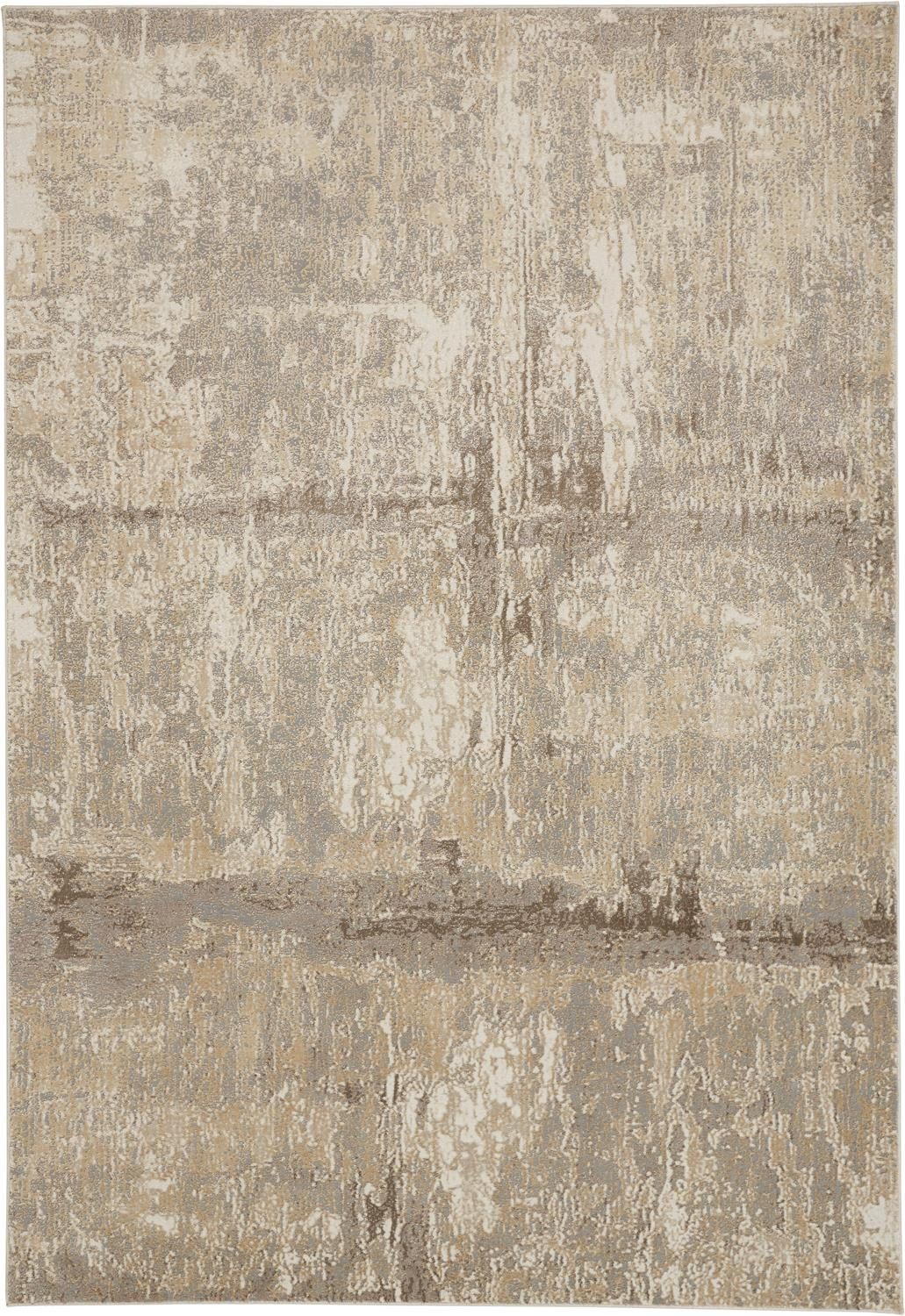 8′ X 10′ Tan Ivory And Brown Abstract Area Rug