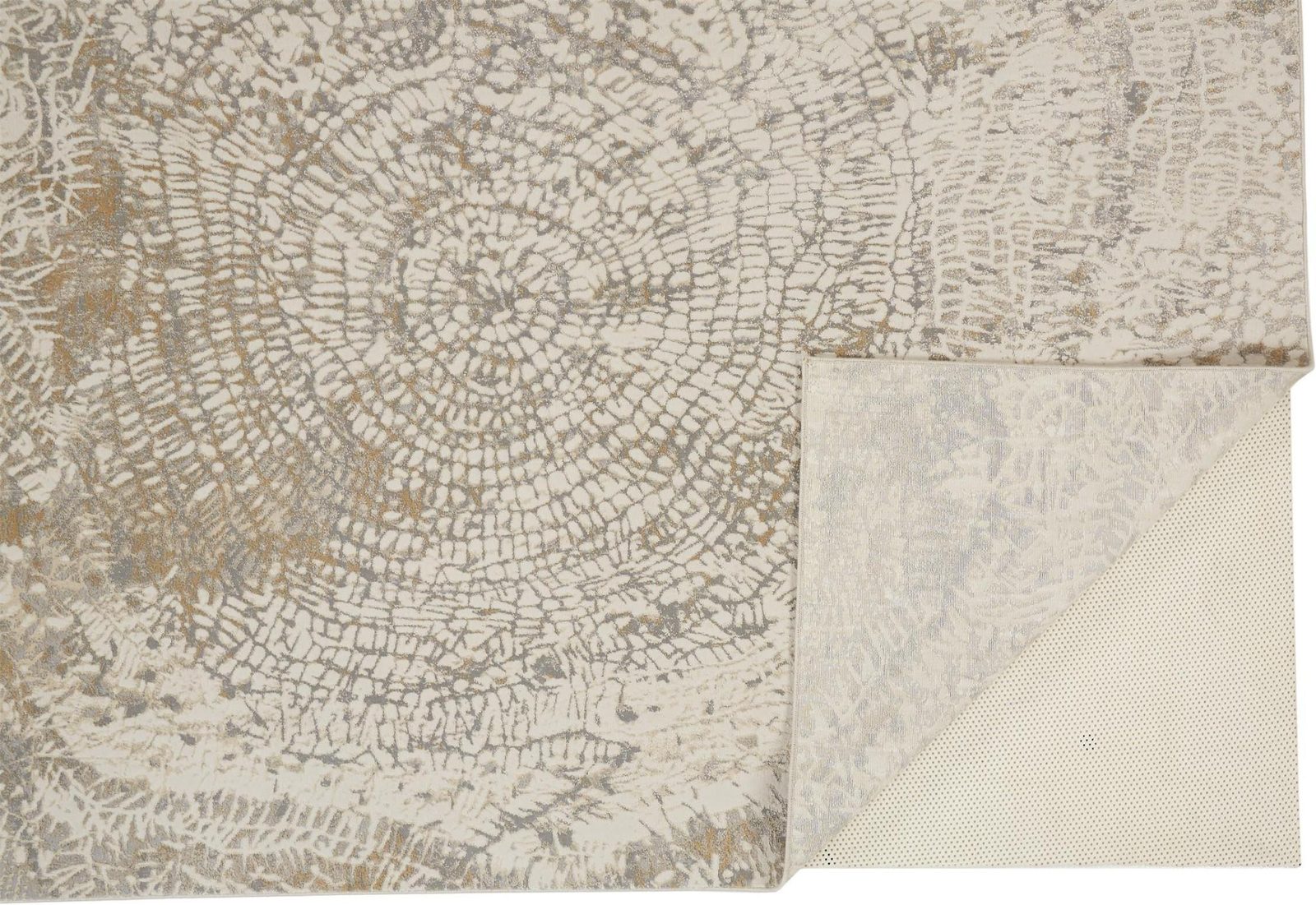 4′ X 6′ Gray Ivory and Tan Abstract Area Rug