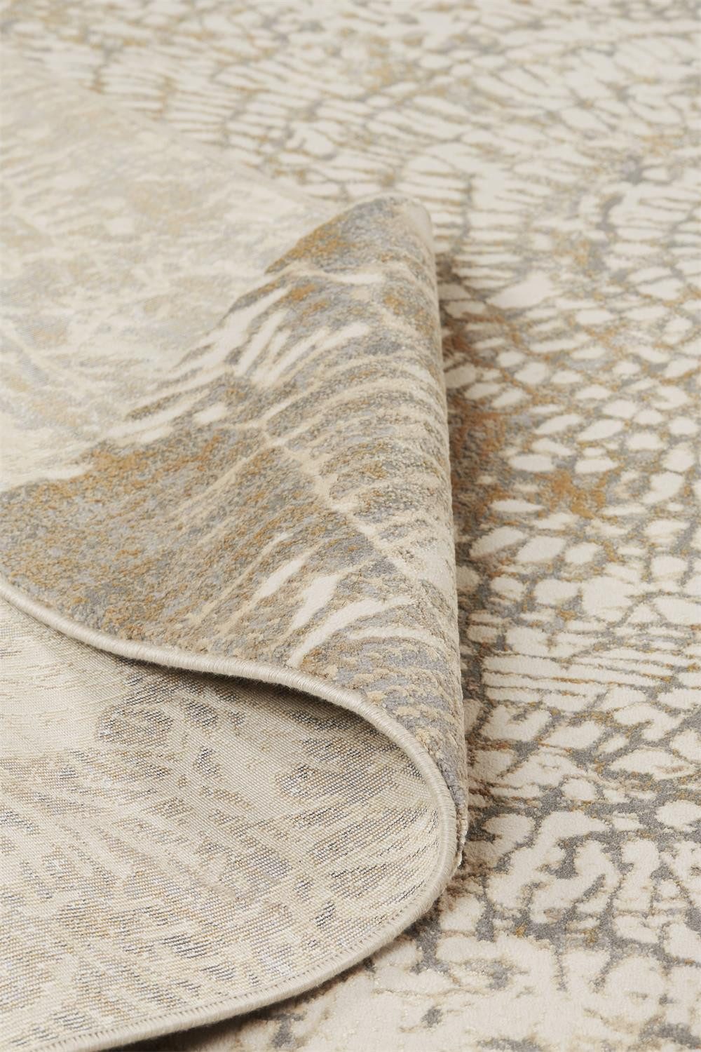 9′ X 12′ Gray Ivory And Tan Abstract Area Rug