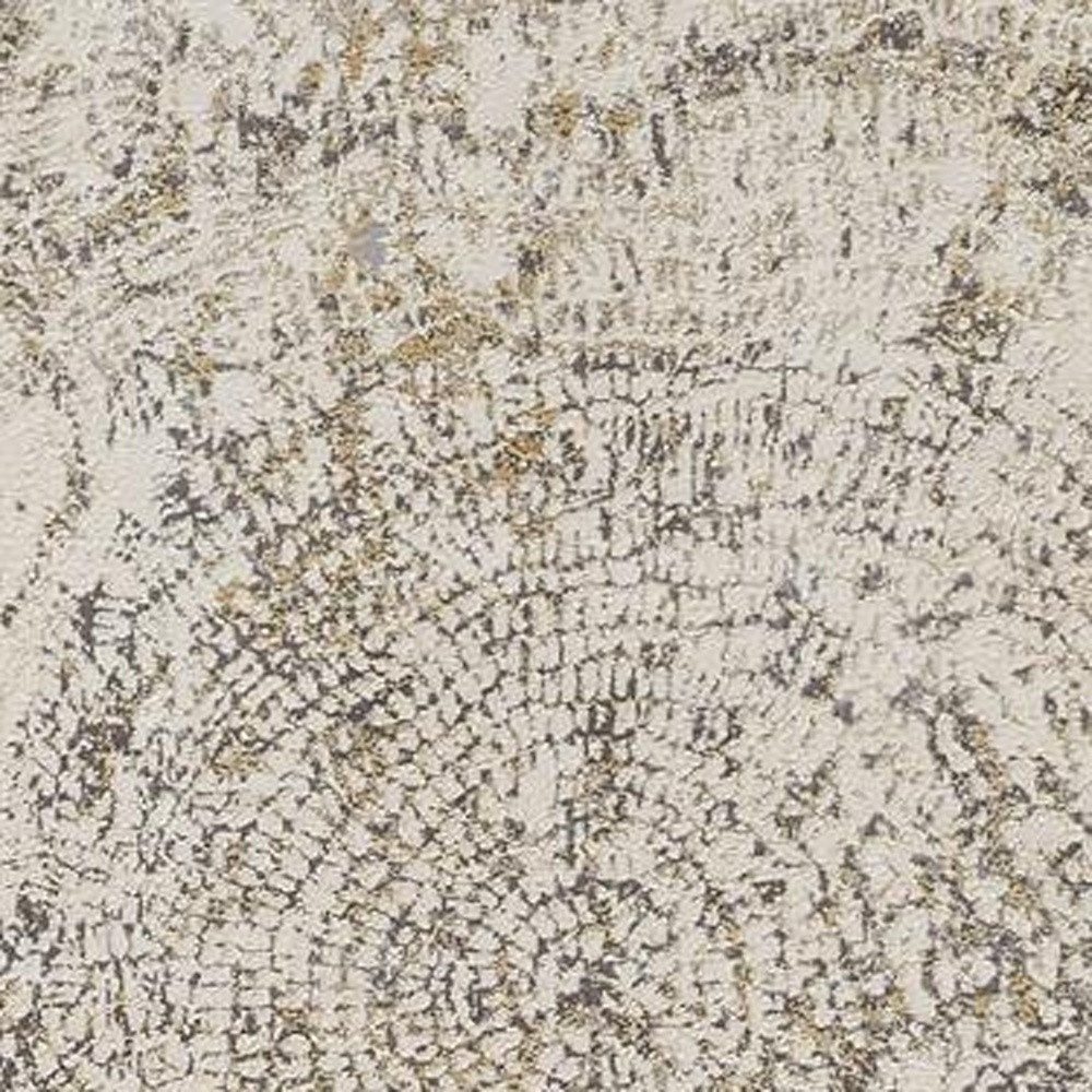 8′ Gray Ivory and Tan Abstract Distressed Runner