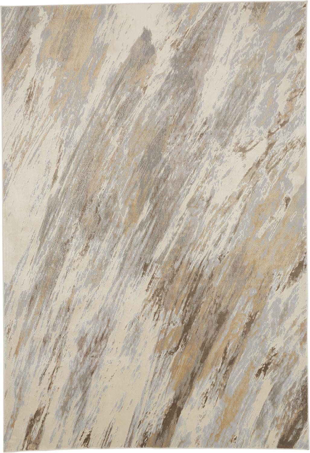 8′ X 10′ Ivory Tan And Brown Abstract Area Rug