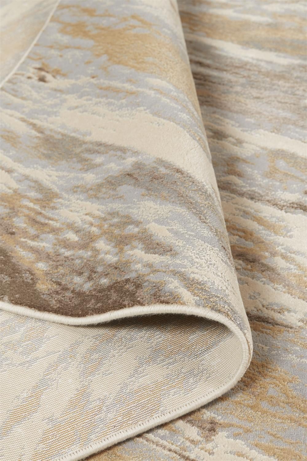 8′ X 10′ Ivory Tan And Brown Abstract Area Rug