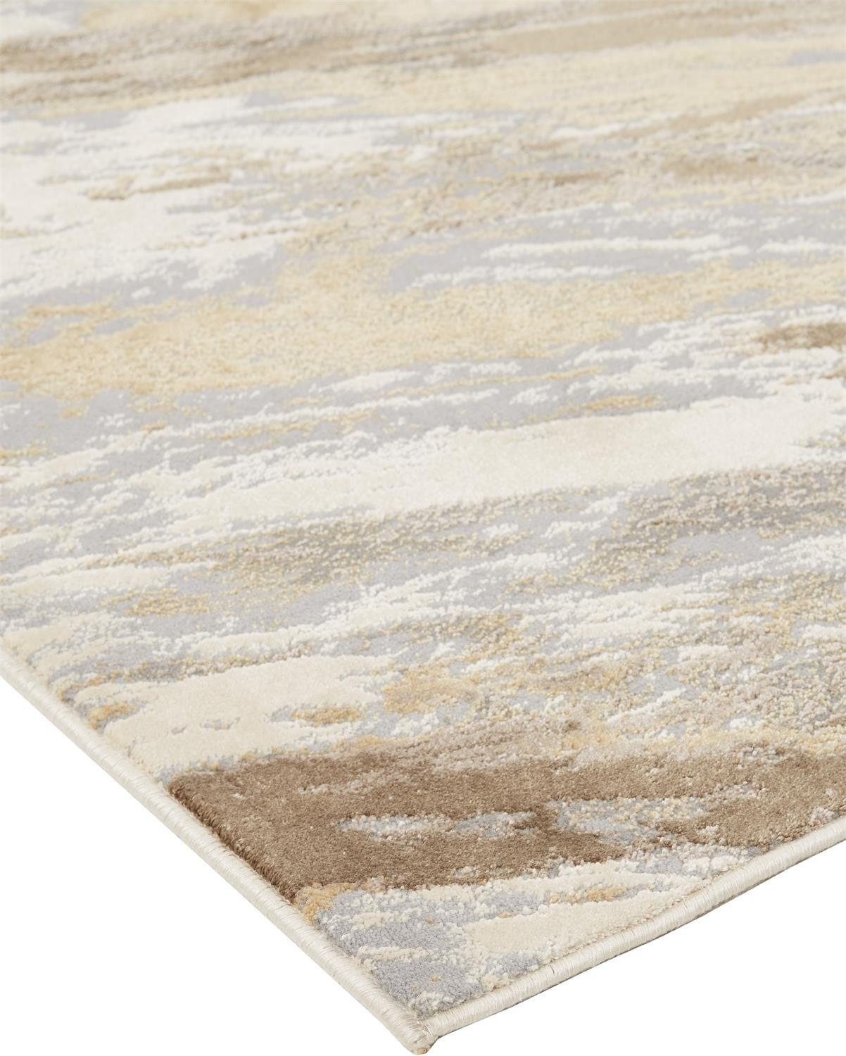 9′ X 12′ Ivory Tan And Brown Abstract Area Rug