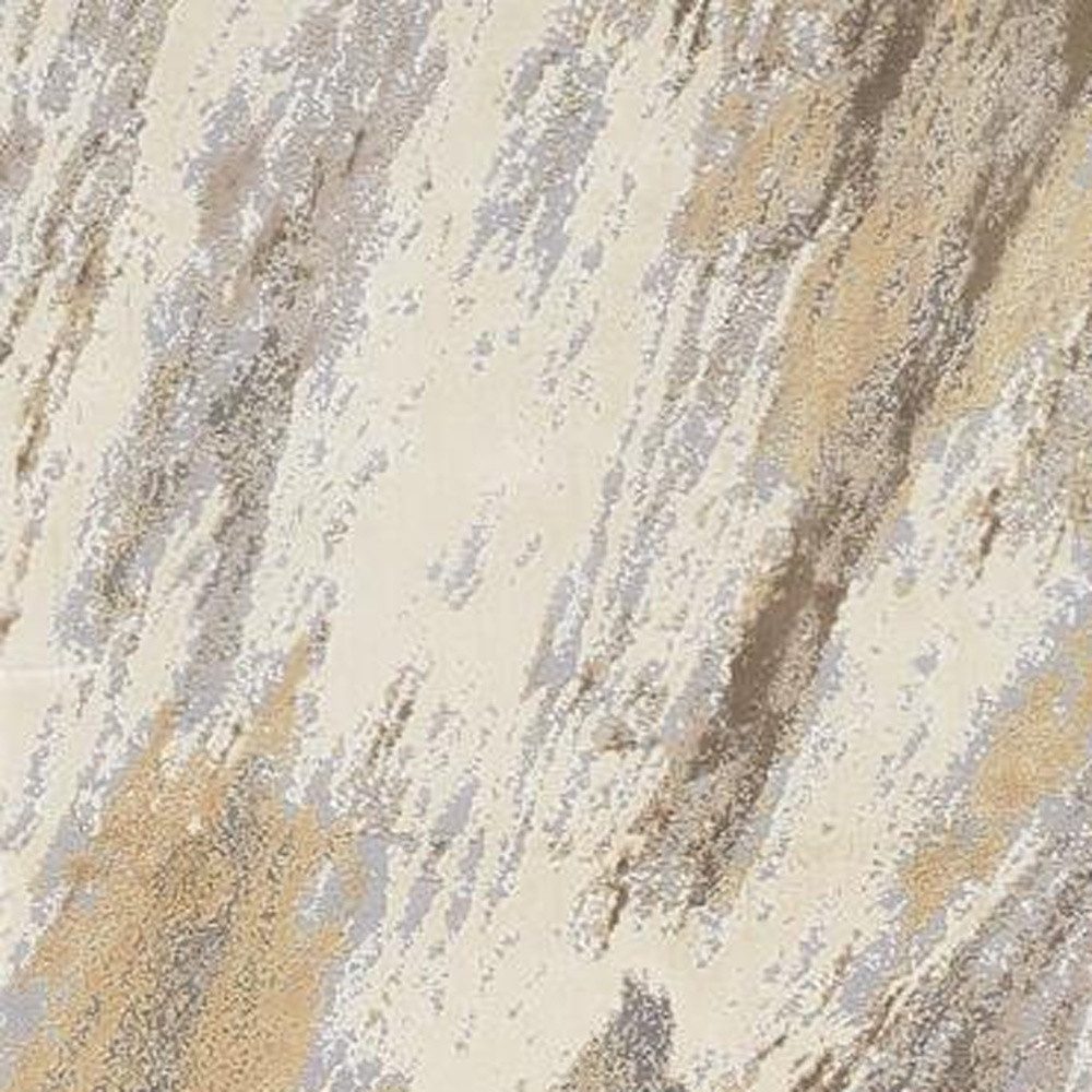 8′ Brown and Ivory Abstract Distressed Runner Rug