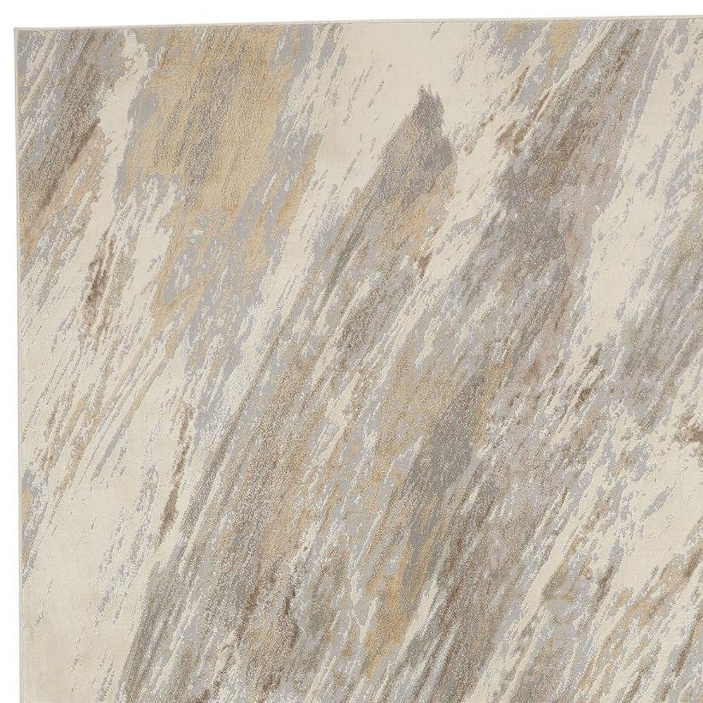 12′ X 15′ Ivory Tan And Brown Abstract Area Rug