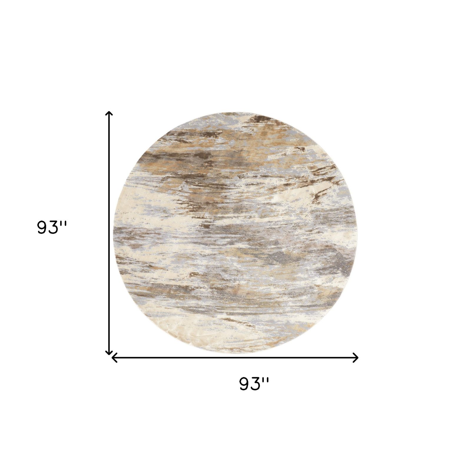 8′ Brown and Ivory Abstract Non Skid Round Rug II