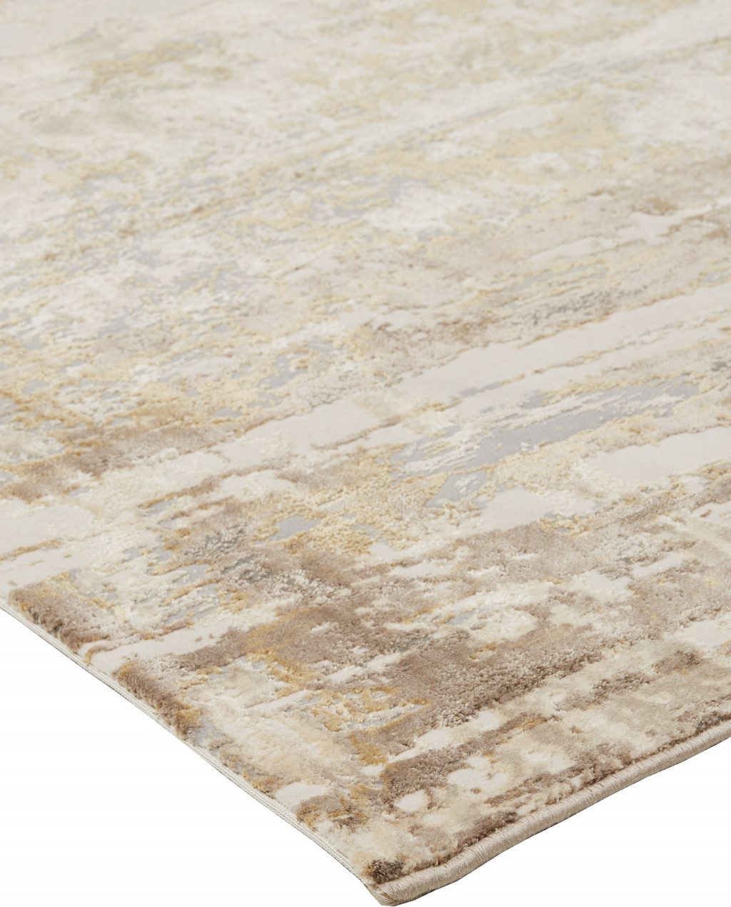 4′ X 6′ Tan Ivory and Gray Abstract Area Rug