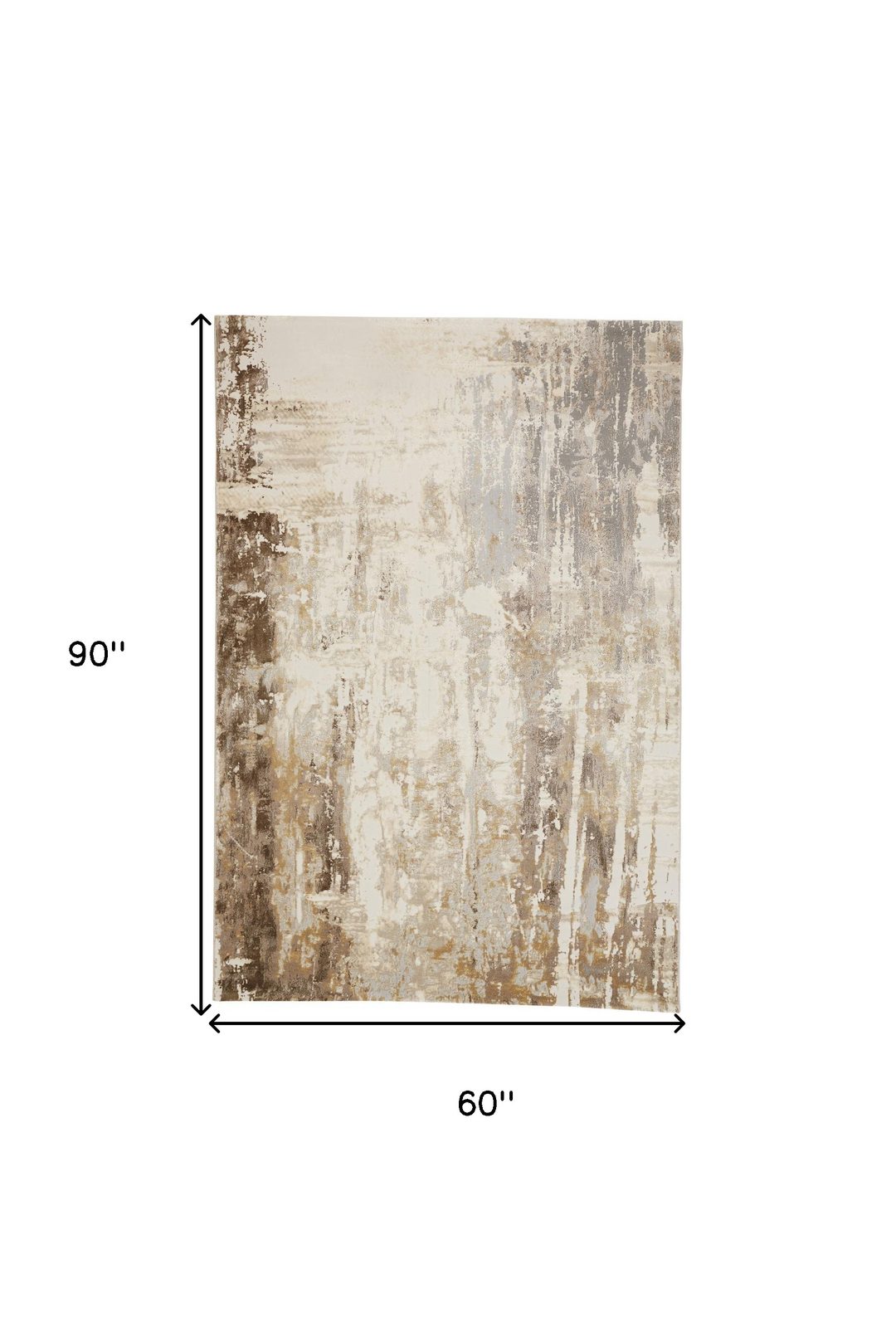 5′ X 8′ Tan Ivory And Gray Abstract Area Rug