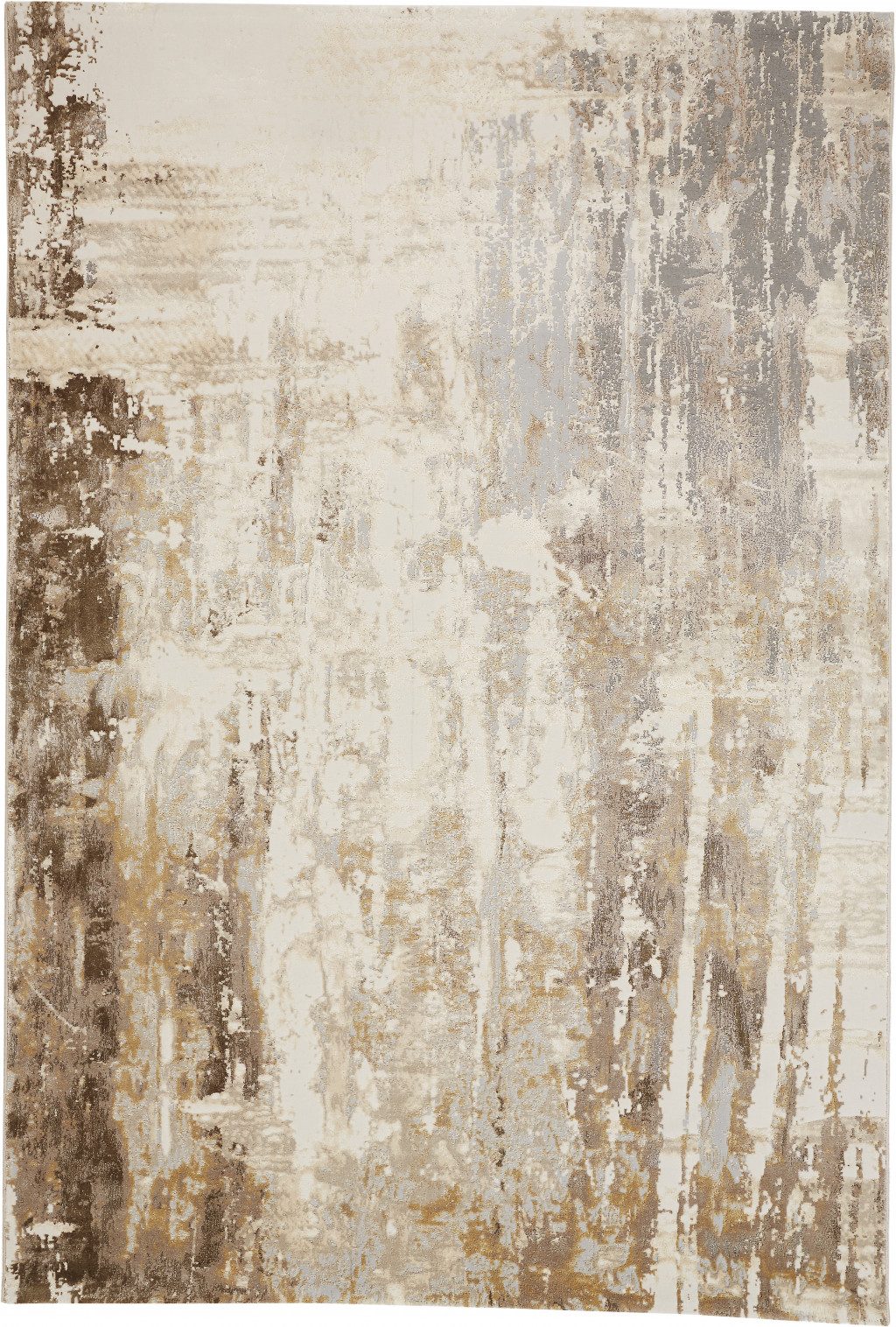9′ X 12′ Tan Ivory And Gray Abstract Area Rug