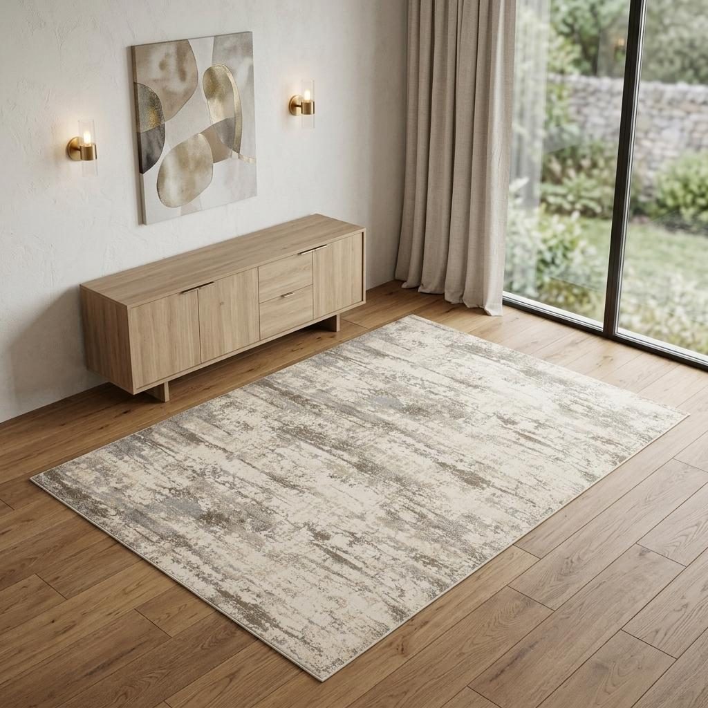 4′ X 6′ Brown and Ivory Abstract Area Rug II