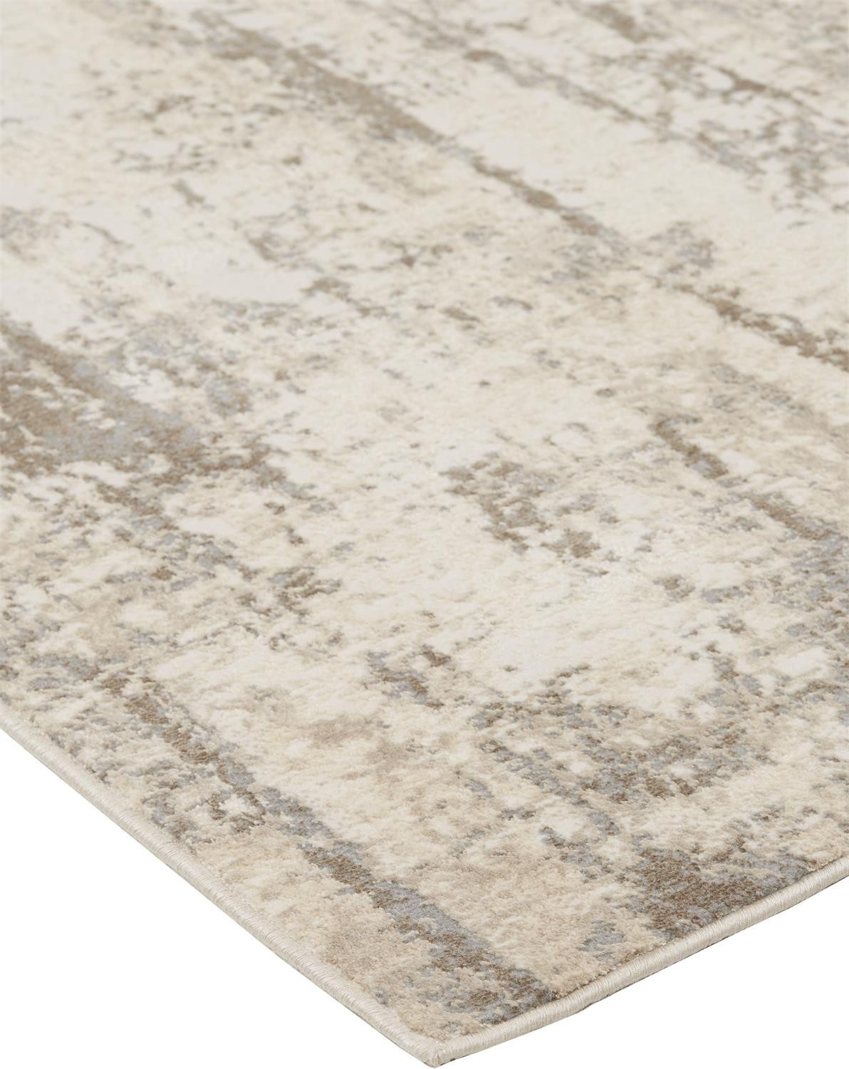 5′ X 8′ Ivory And Brown Abstract Area Rug