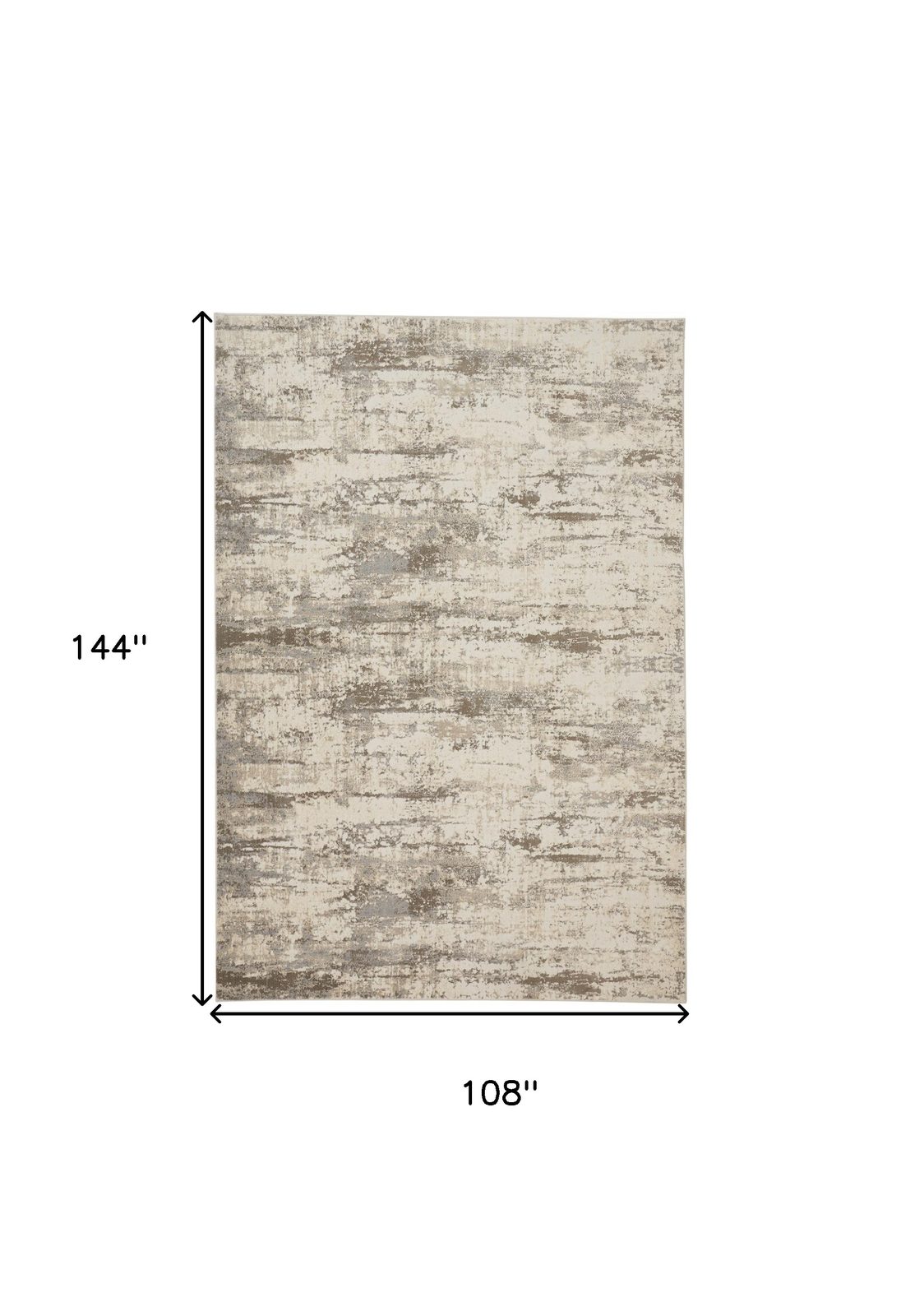 9′ X 12′ Ivory and Brown Abstract Area Rug
