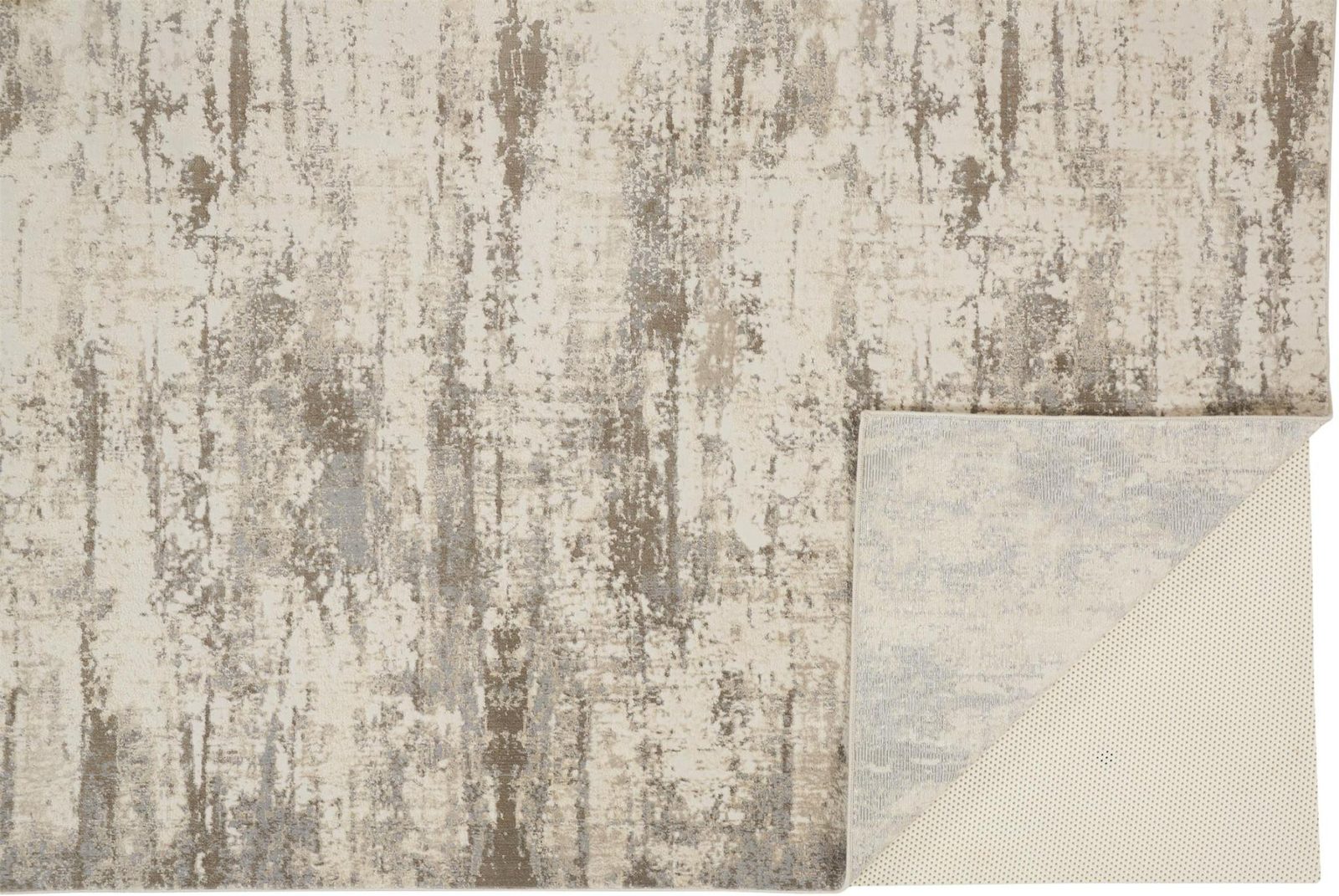 10′ X 14′ Ivory And Brown Abstract Area Rug