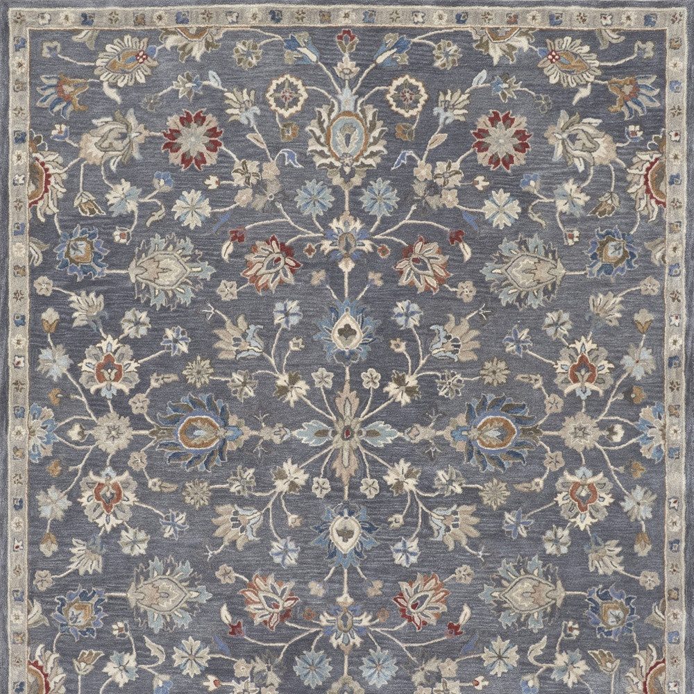 4′ X 6′ Gray, Ivory, Red Floral Wool Area Rug