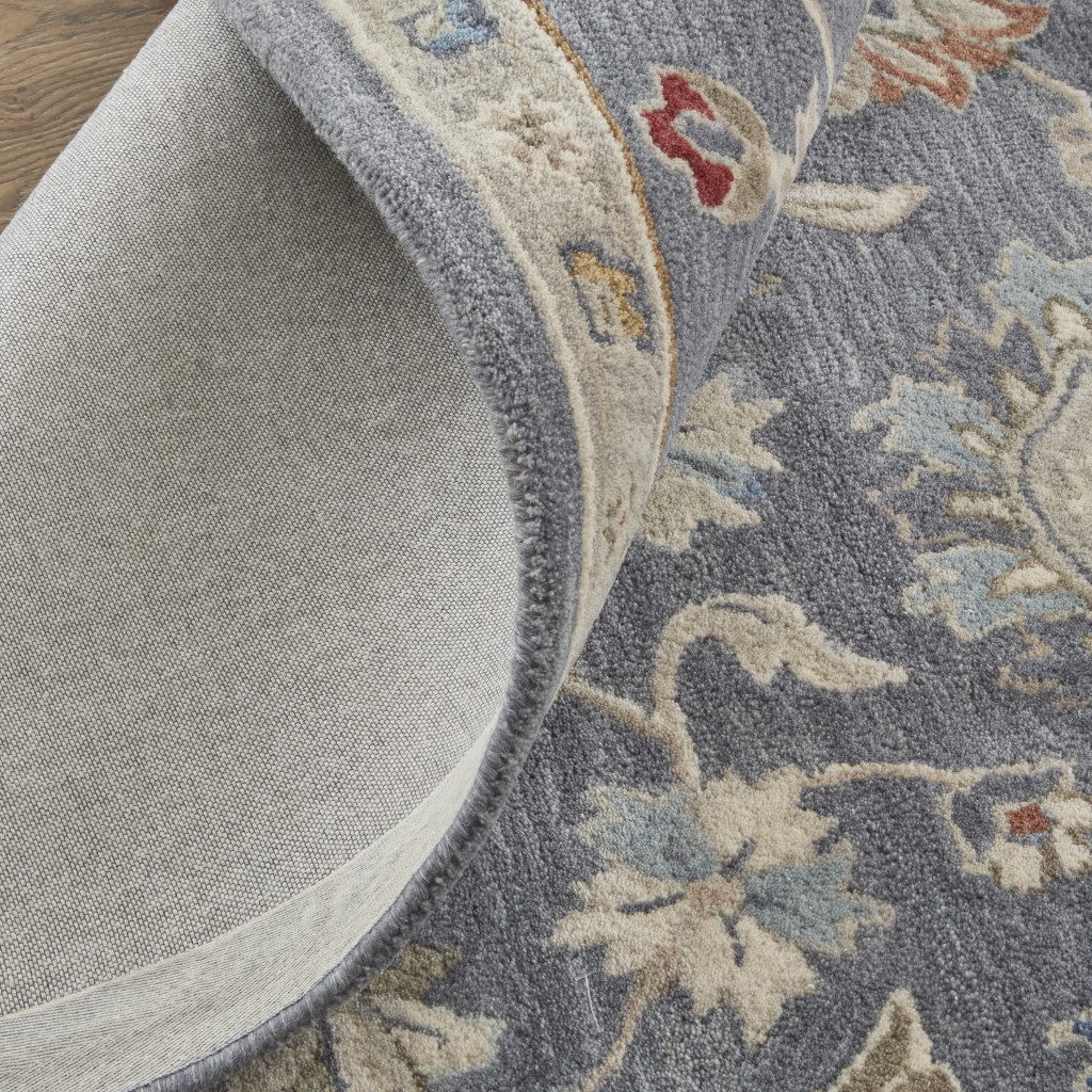 4′ X 6′ Gray, Ivory, Red Floral Wool Area Rug