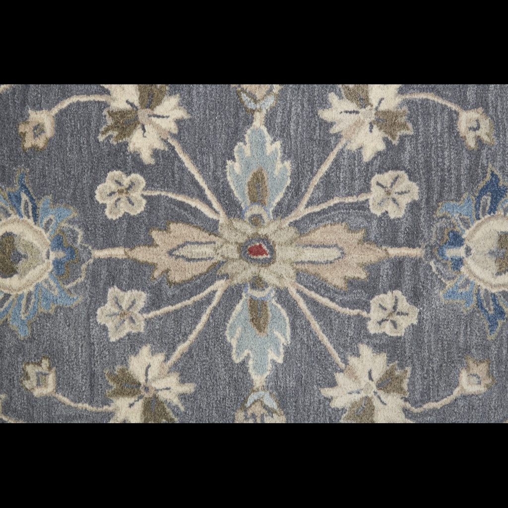 5′ X 8′ Gray Ivory Wool Floral Shag Area Rug