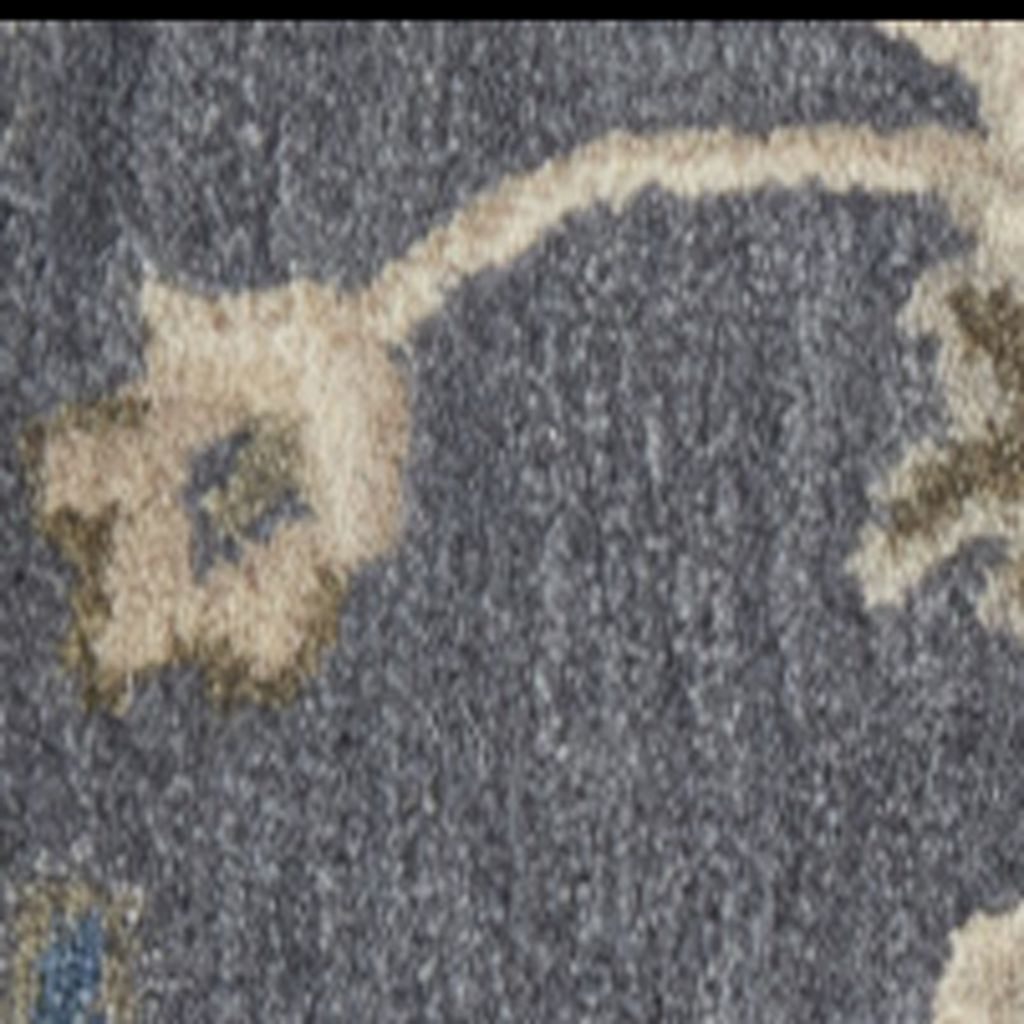 5′ X 8′ Gray Ivory Wool Floral Shag Area Rug