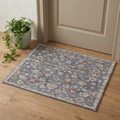 2′ X 3′ Gray Ivory Red Wool Floral Area Rug